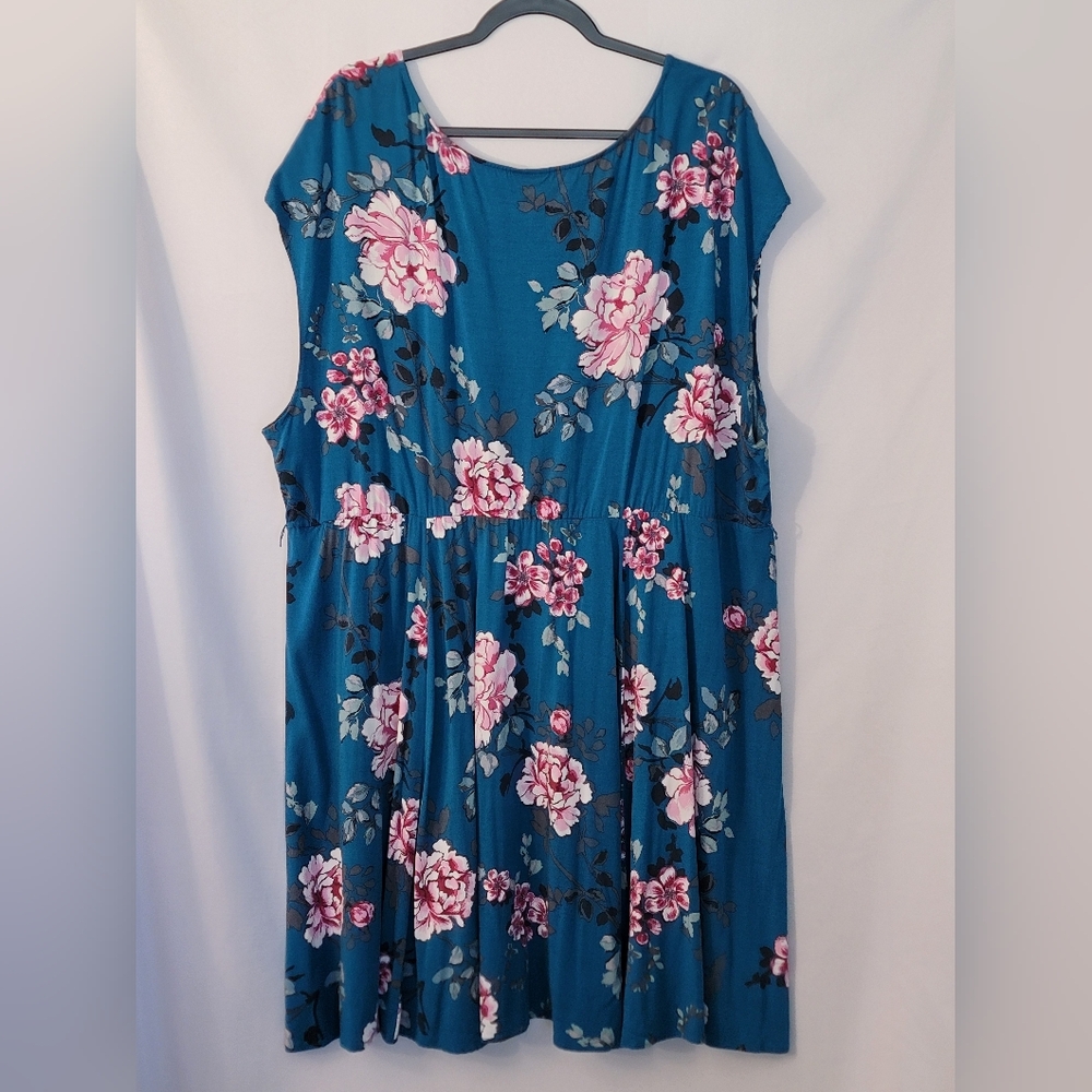 Torrid Dress Teal Blue Floral Size 4 (4X) - Picture 4 of 7